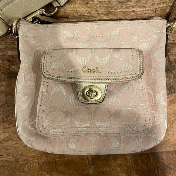 Coach Small Crossbody or Shoulder Bag - Pink & Gold Logo - Picture 4 of 4